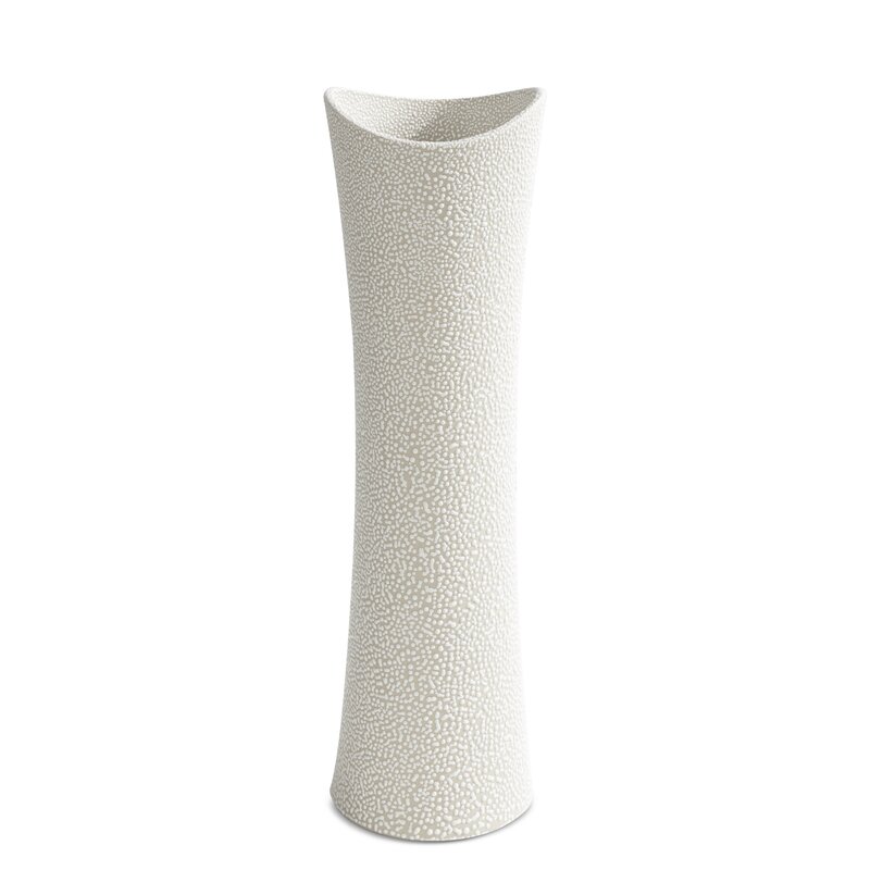 Wazon ceramiczny RISO kremowy 11 X 7 X 40 cm – na suszone trawy i kwiaty