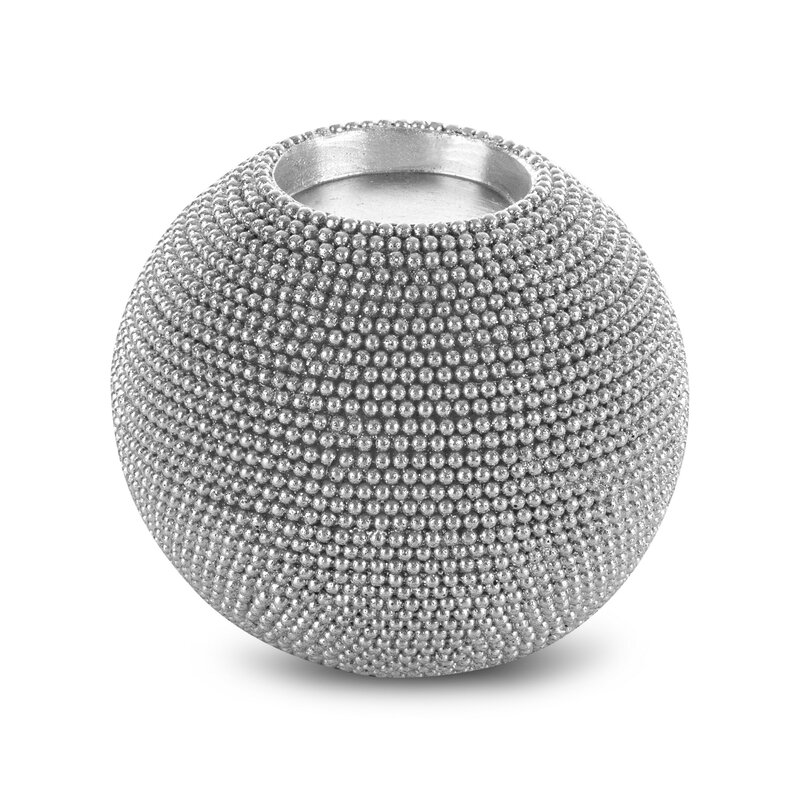 Świecznik ceramiczny Eldo srebrny O 10 x 9 cm – doda blasku wnętrzu