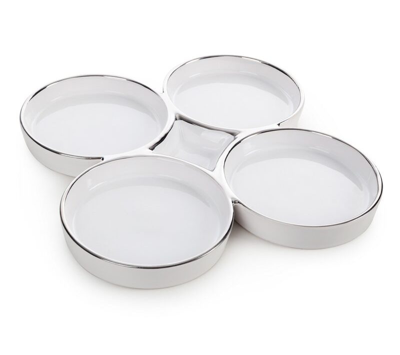 Patera dekoracyjna Mabel biała 25 x 25 x 6 cm – do serwowania przekąsek
