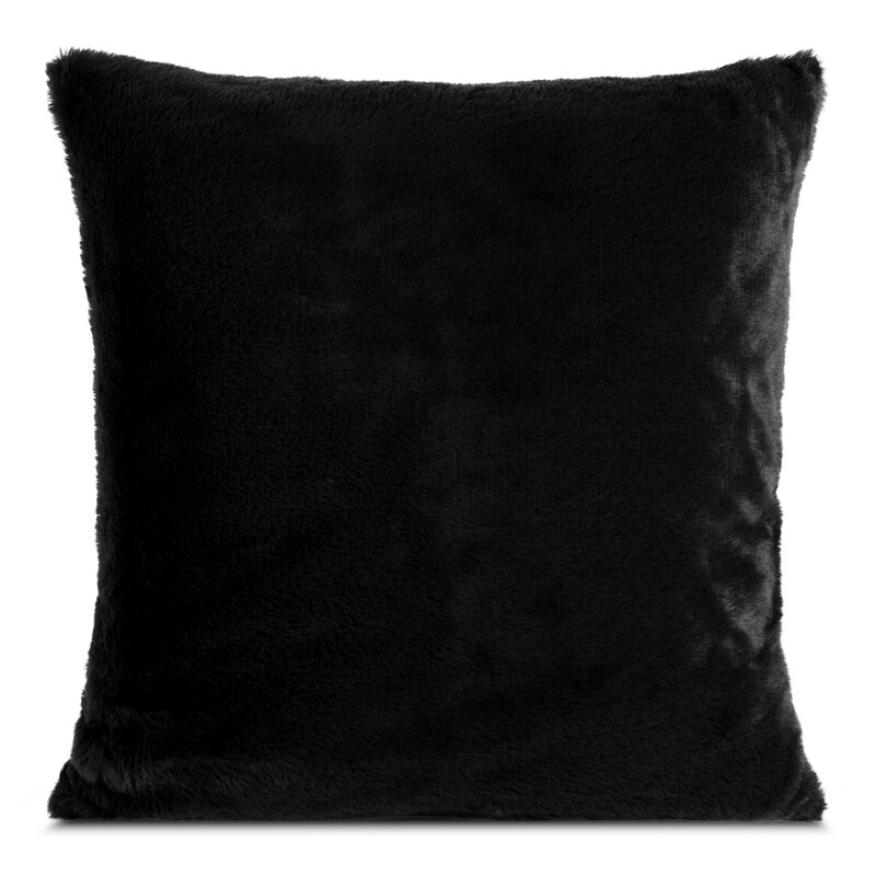 Poszewka futrzana czarna 60 x 60 cm – miękka i przytulna
