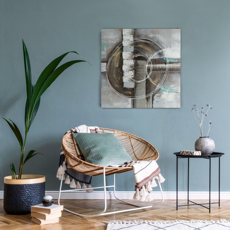 Obraz ręcznie malowany Geometryczny beżowy 80 X 80 cm – wniesie harmonię i styl