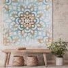 Obraz ręcznie malowany geometryczny niebieski 80 X 80 CM – wprowadza harmonię