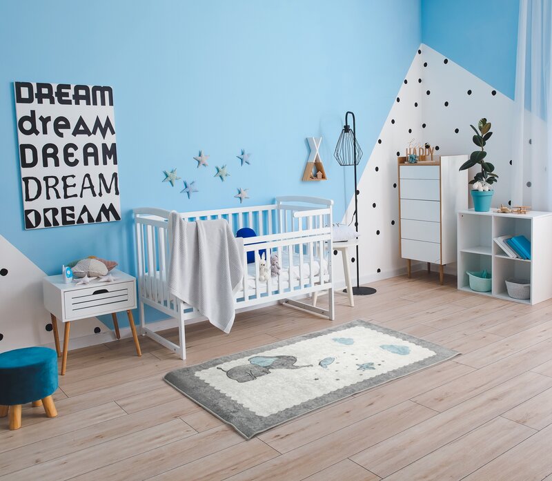Dywanik z nadrukiem Baby1 popielaty 80 x 150 cm – miękki i bezpieczny