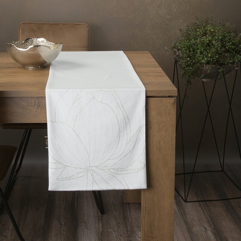 Bieżnik błyszczący biały 35 x 140 cm – doda blasku wnętrzu