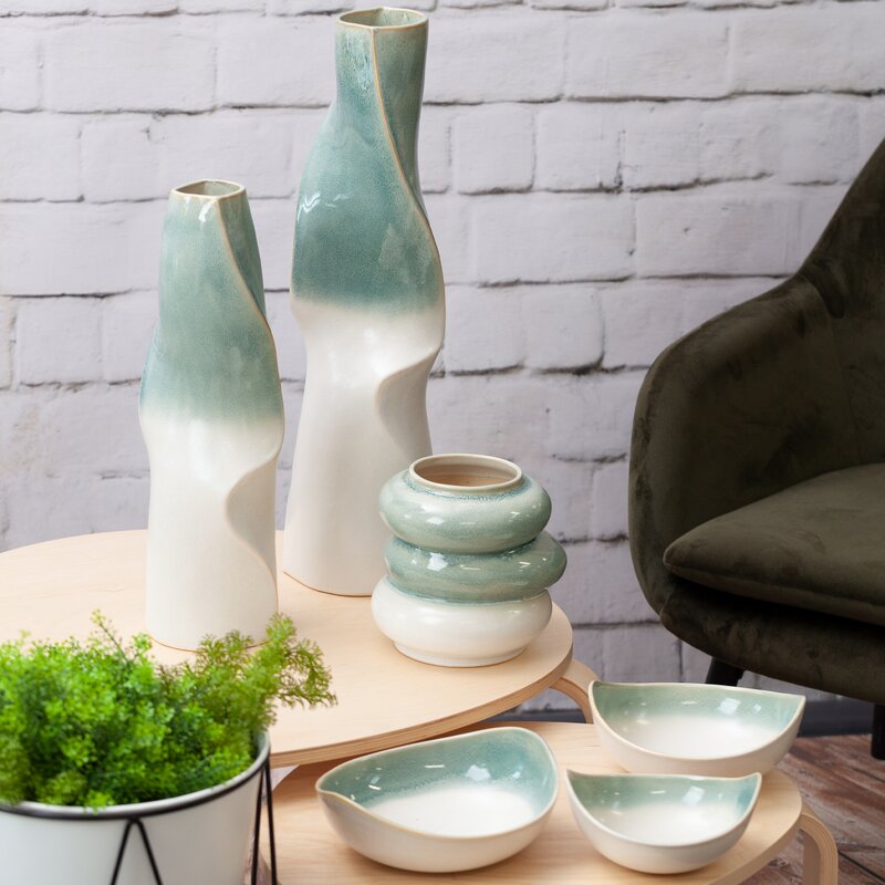 Wazon ceramiczny Liana kremowy 18 x 19 cm – na susze i kwiaty