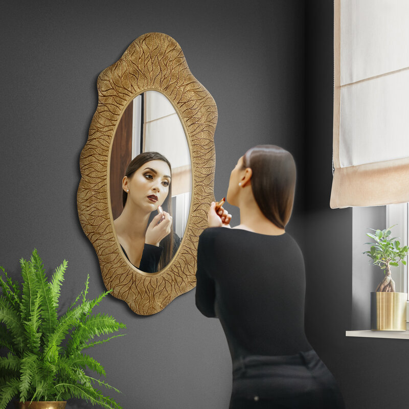 Lustro dekoracyjne złote 52x4x98 cm – stylowe do wnętrz