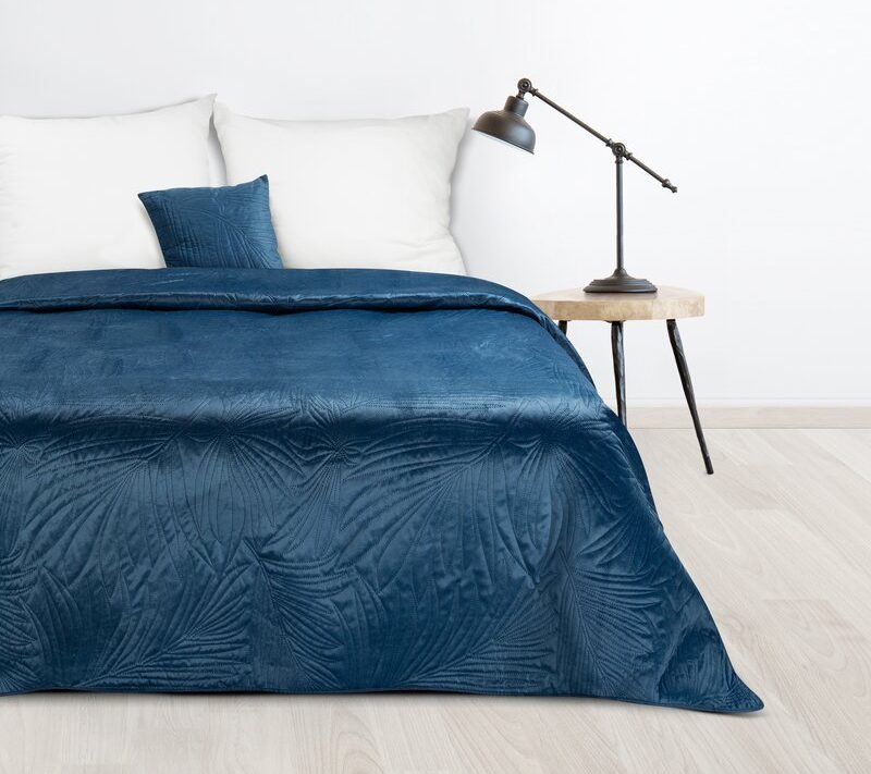 Narzuta welurowa Luiz 4 granatowa 170 x 210 cm – dodaje szyku