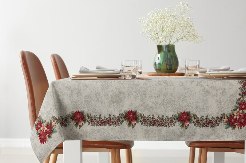 Obrus gobelinowy świąteczny naturalny 45x140 cm – trwały i łatwy w czyszczeniu