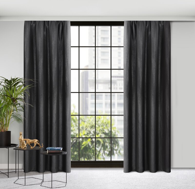 Zasłona gotowa Aggie czarna 140 X 270 CM – miękka i elegancka