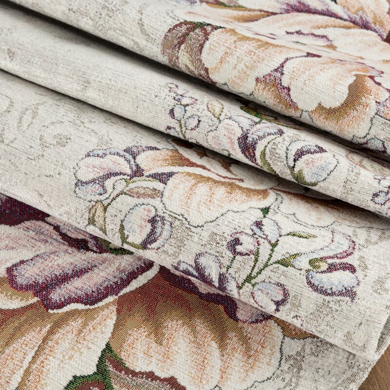Obrus gobelinowy kwiatowy naturalny 140x180 cm – doda uroku stołu