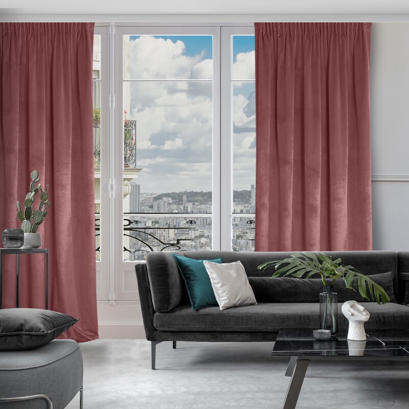 ZASŁONA GOTOWA D91 ROSA NA TAŚMIE 140 X 270 CM CIEMNORÓŻOWY
