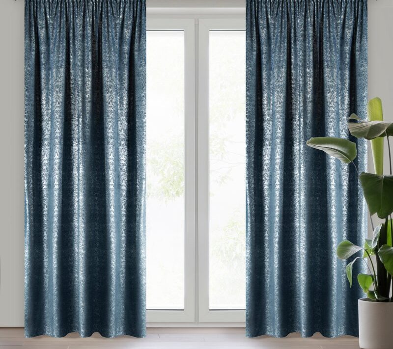 Zasłona gotowa D91 Cypr granatowa 140 X 270 CM – welwetowa do salonu