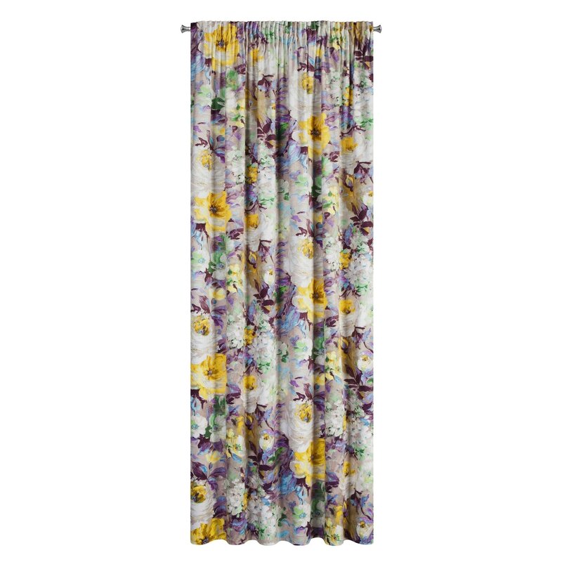 Zasłona gotowa Amelie beżowa 140 X 270 cm – welwetowa z kwiatowym wzorem