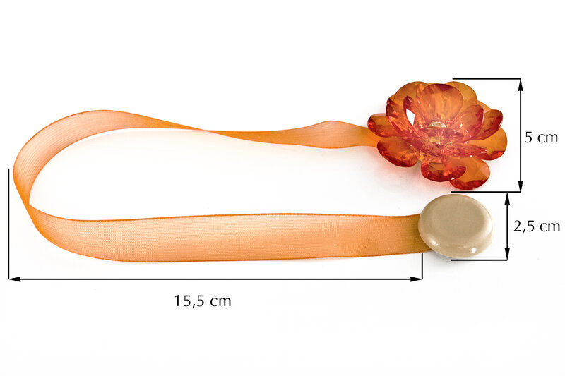 UPINACZ DEKORACYJNY Z MAGNESEM 15.5 CM POMARAŃCZOWY M/2/POMA KWIATEK/X2