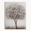 Obraz ręcznie malowany z motywem drzewa biały 50 X 70 cm – tworzy harmonię
