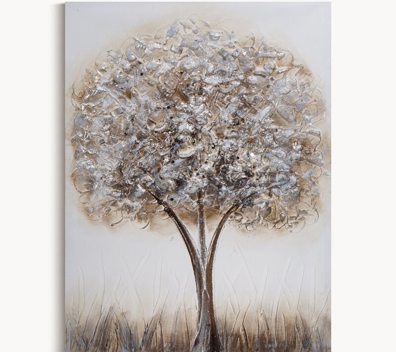 Obraz ręcznie malowany drzewo biały 50 X 70 cm – zachwyca fakturą 3D