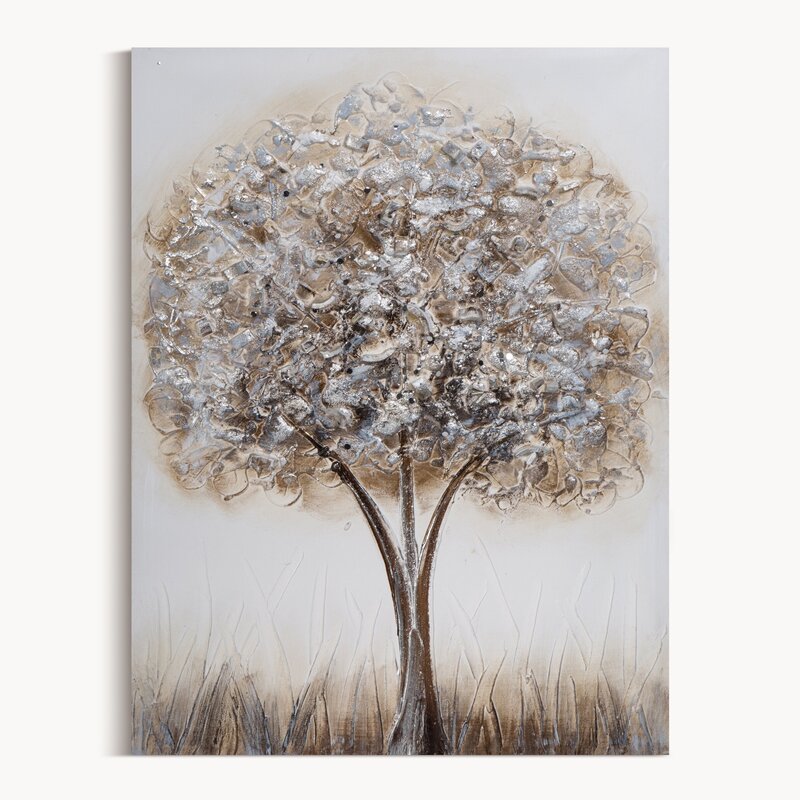 Obraz ręcznie malowany drzewo biały 50 X 70 cm – zachwyca fakturą 3D