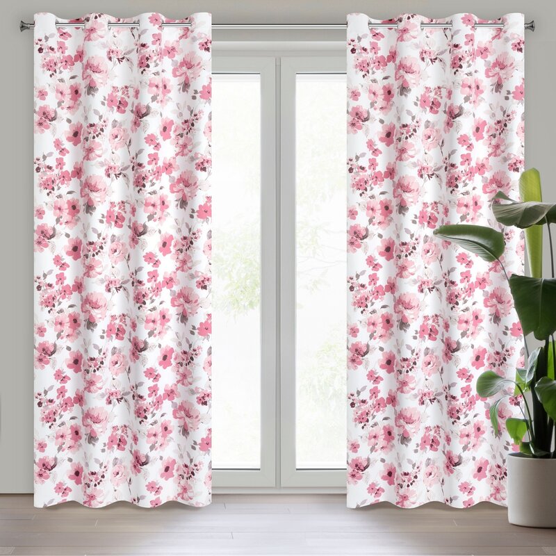 Zasłona gotowa Caren biała 140 X 250 cm – z kwiatowym wzorem