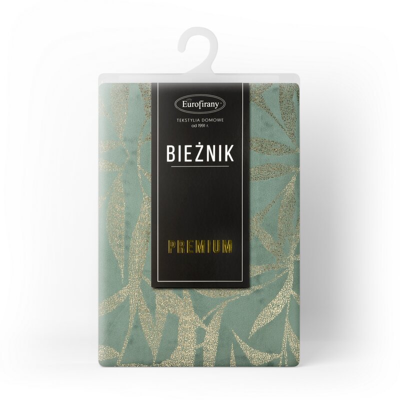 Obrus błyszczący Blink ciemnomiętowy 35 x 220 cm – doda blasku wnętrzu