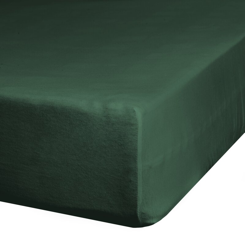 Prześcieradło jersey butelkowa zieleń 90 x 200 x 25 cm – idealne dopasowanie