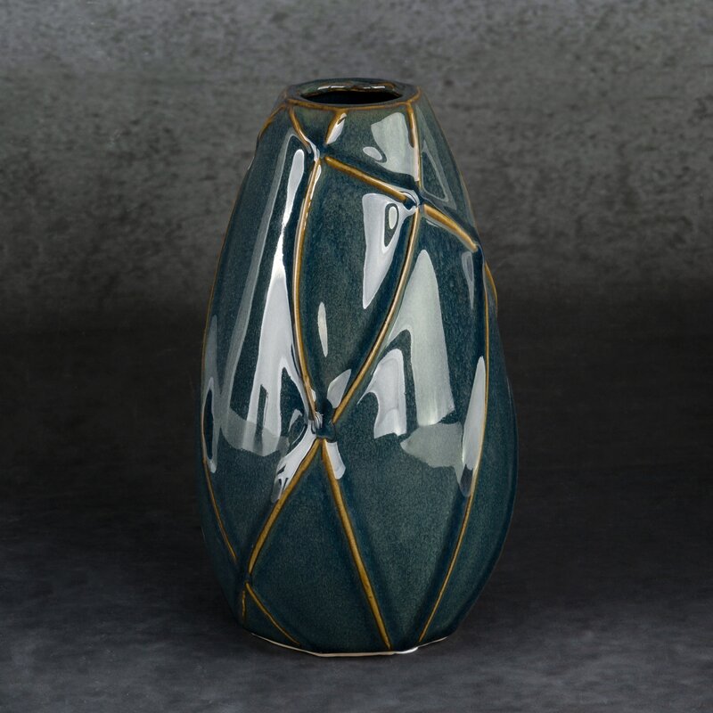 Wazon ceramiczny TEO turkusowy fi 17 x 27 cm – na susze i kwiaty