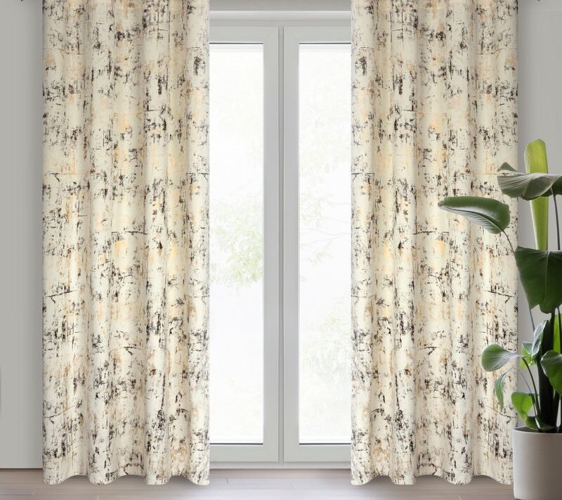 Zasłona gotowa welwetowa kremowa 140 x 250 cm – zaciemnia pomieszczenie