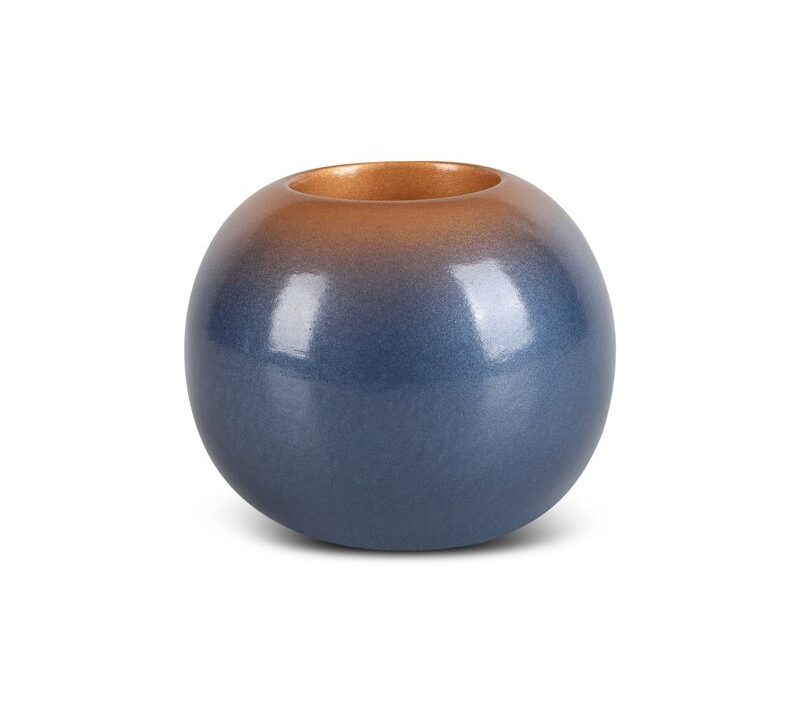 Świecznik ceramiczny Nessa niebieski fi 10 x 9 cm – do salonu i sypialni