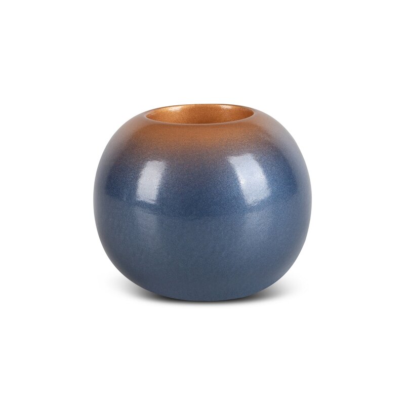 Świecznik ceramiczny Nessa niebieski fi 10 x 9 cm – do salonu i sypialni