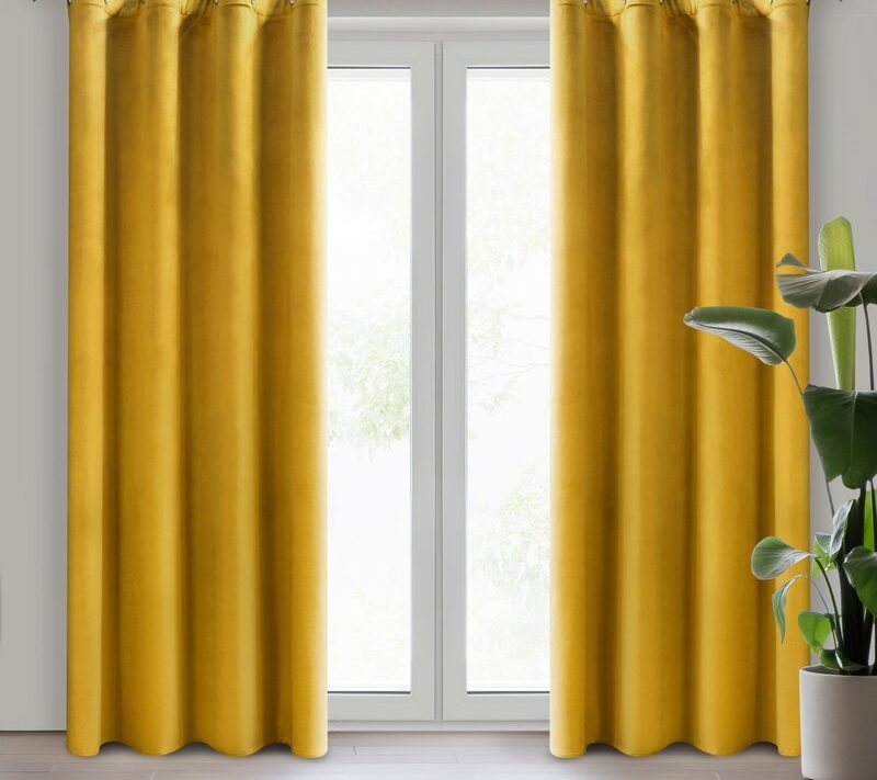 Zasłona gotowa musztardowa 140 x 250 cm – wprowadza ciepło