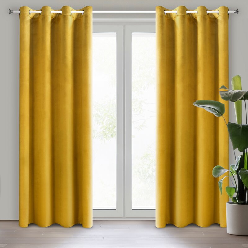 Zasłona gotowa musztardowa 140 x 250 cm – wprowadza ciepło