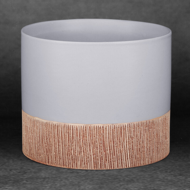 Doniczka ceramiczna popielata fi 18 x 15 cm – do salonu i sypialni