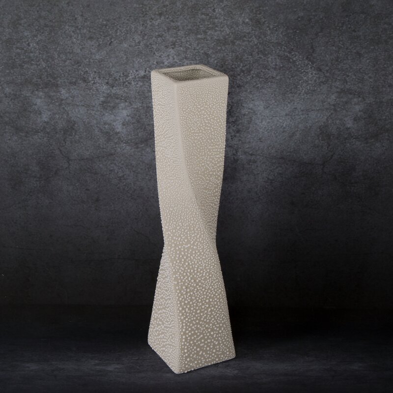 Wazon ceramiczny RISO kremowy 9 x 9 x 39 cm – na suszone kwiaty