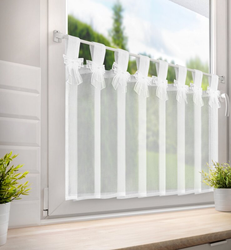 Firana gotowa Alexandra na szelkach biała 150 X 60 cm – urocza dekoracja