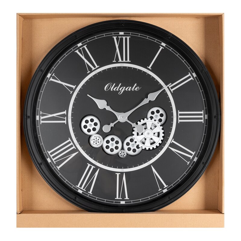 Zegar ścienny industrialny czarny O 72 x 8 cm – do salonu i biura