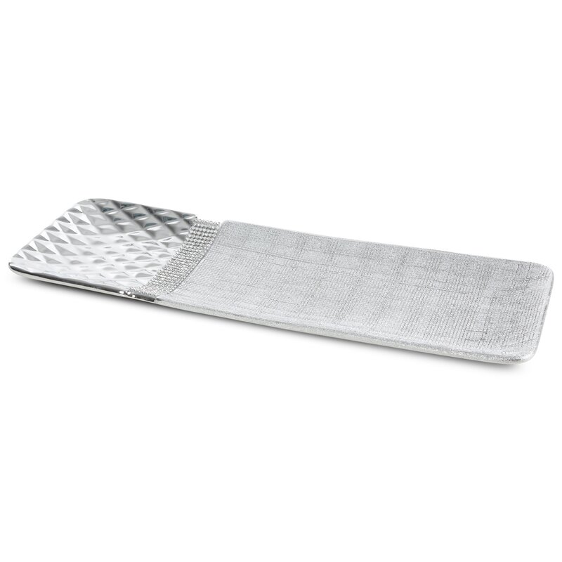 Patera dekoracyjna Solen srebrna 39 x 13 x 3 cm – podkreśli styl wnętrza