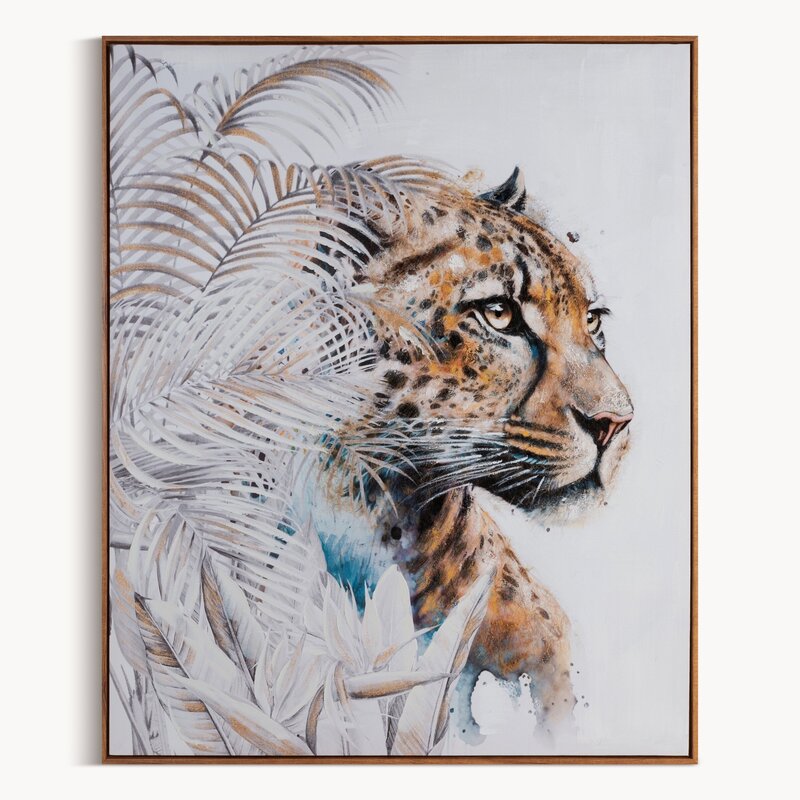 Obraz ręcznie malowany Motyw Zwierzęcy beżowy 80 X 100 CM – z nutą egzotyki