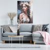 Obraz ręcznie malowany portret kobiety beżowy 80 X 120 CM – kojący akcent wnętrza