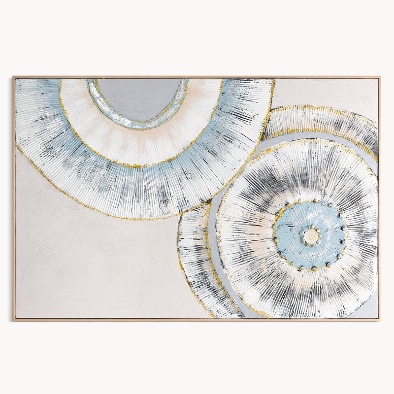 Obraz ręcznie malowany geometryczny popielaty 82 X 122 cm – idealny nad sofę