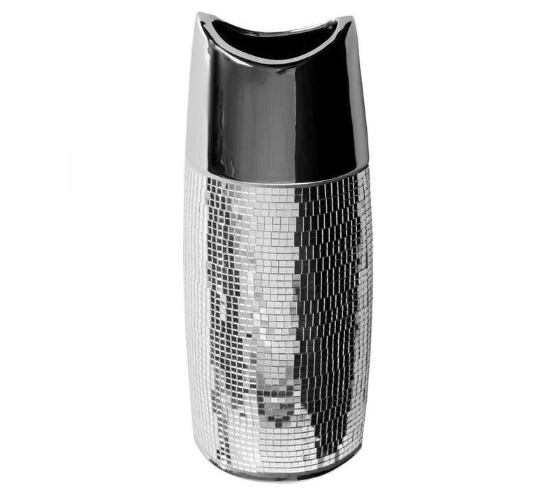 Wazon ceramiczny Mirona srebrny 14 x 9 x 35 cm – na susze i kwiaty
