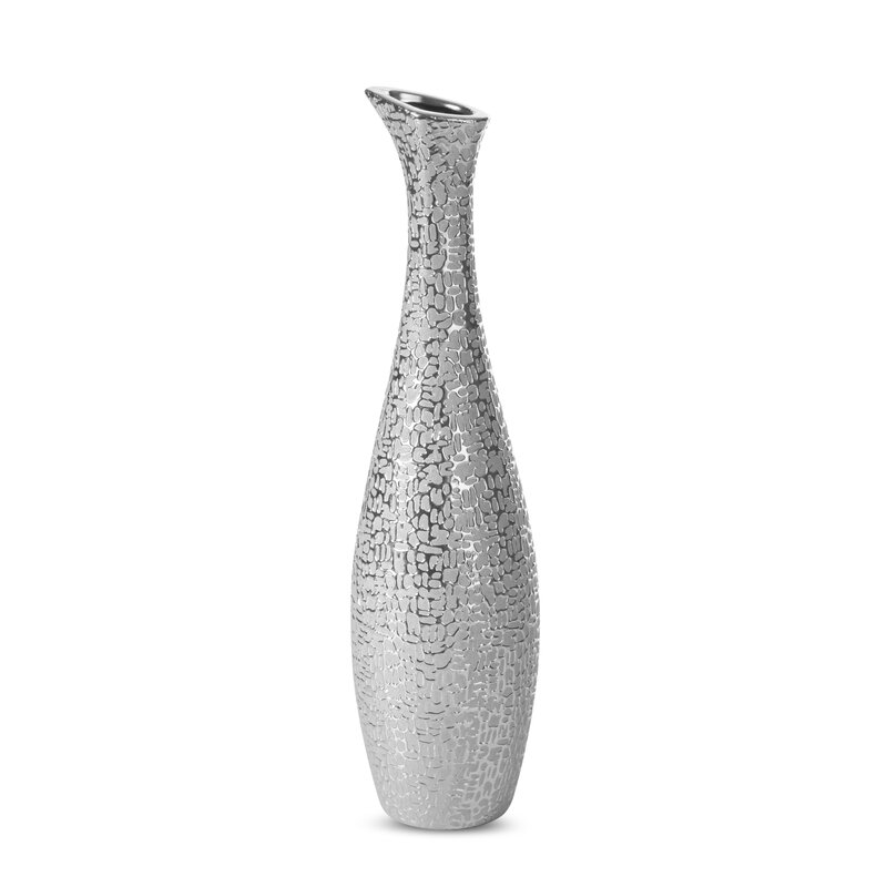 WAZON DEKORACYJNY RISO FI 10 X 41 CM SREBRNY