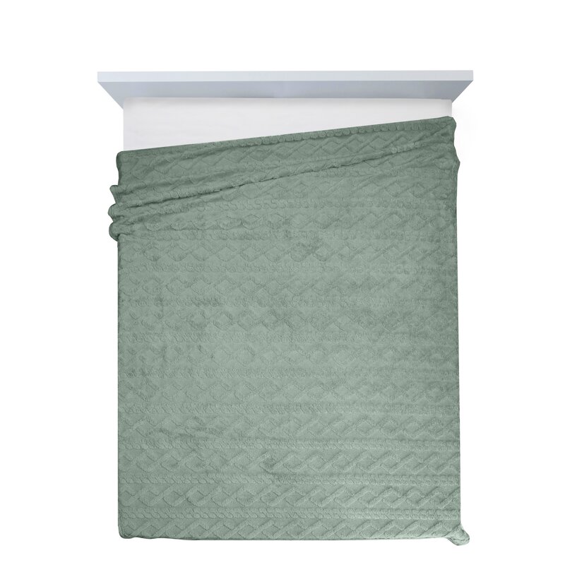 Koc flanelowy warkocz miętowy 200 x 220 cm – idealny na relaks