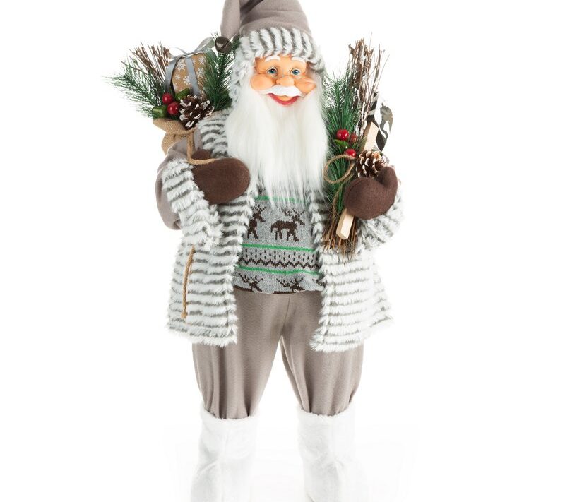 Figurka bożonarodzeniowa Mikołaj biały 44 x 26 x 80 cm – idealna dekoracja