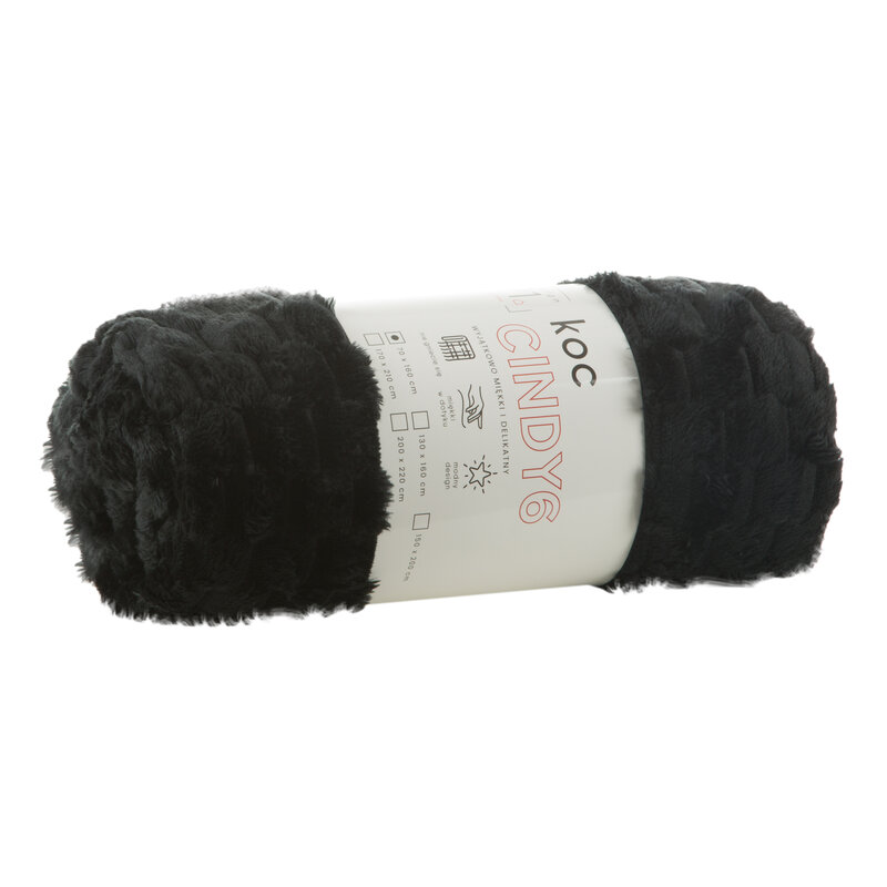 Koc fotelowy D91 Cindy6 czarny 70 x 160 cm – miękki i przytulny