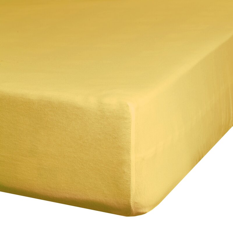Prześcieradło jersey musztardowe 120 x 200 x 25 cm – idealne do sypialni