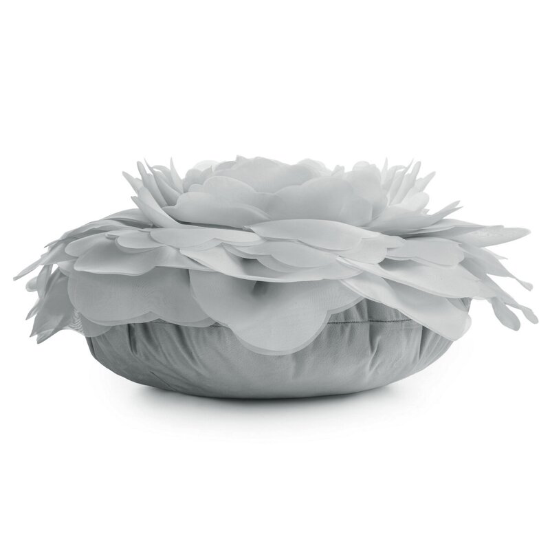 Poszewka Flores srebrna Ø 40 cm – z trójwymiarowym kwiatem