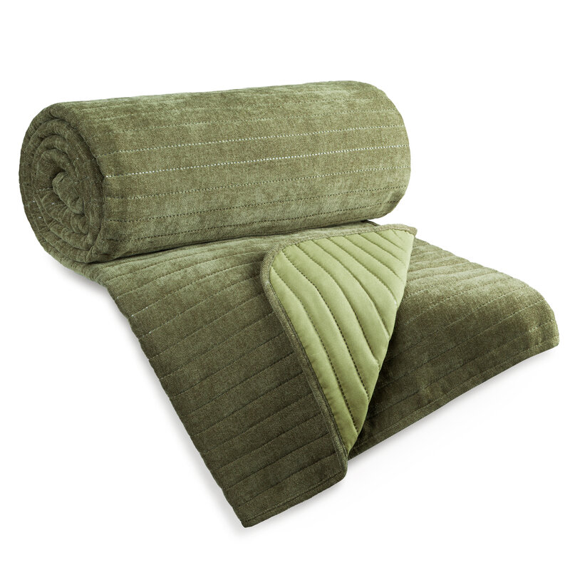 Narzuta GLORI oliwkowa 170 x 210 cm – ochrona pościeli