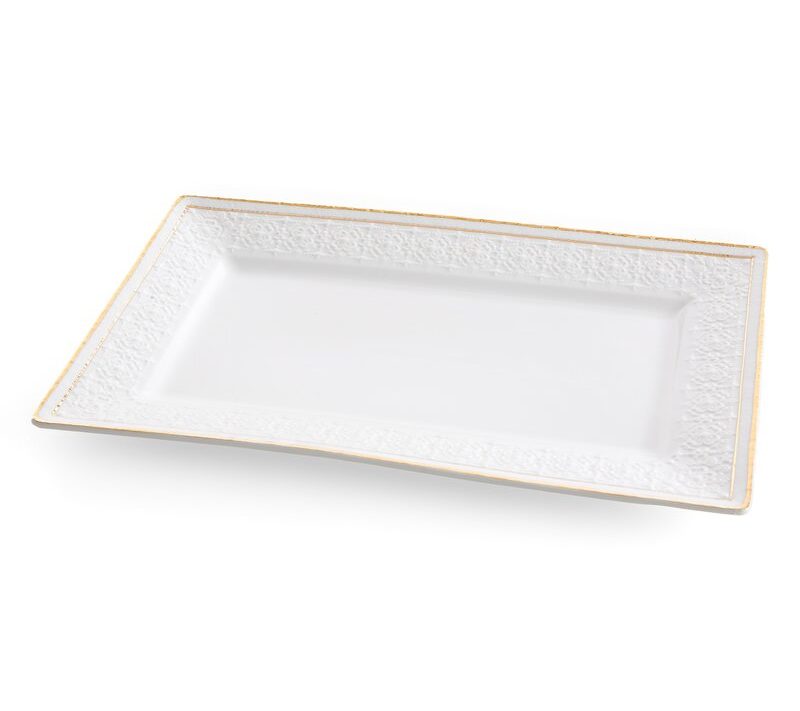 Patera ceramiczna Olivia biała 31 x 19 x 2 cm – idealna na przekąski