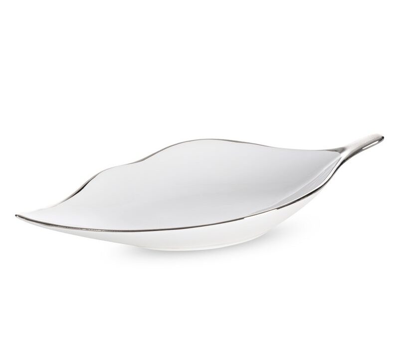 Patera ceramiczna ABBI biała 13 X 30 X 5 CM – na ozdoby i drobiazgi