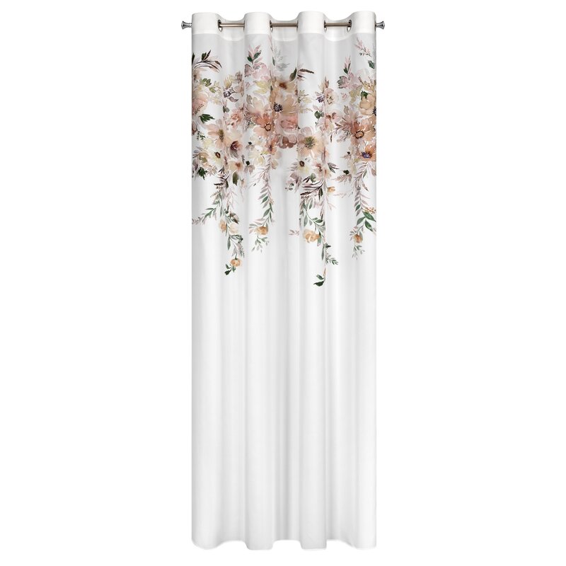 Zasłona gotowa Avery biała 140 X 250 cm – z kwiatowym wzorem
