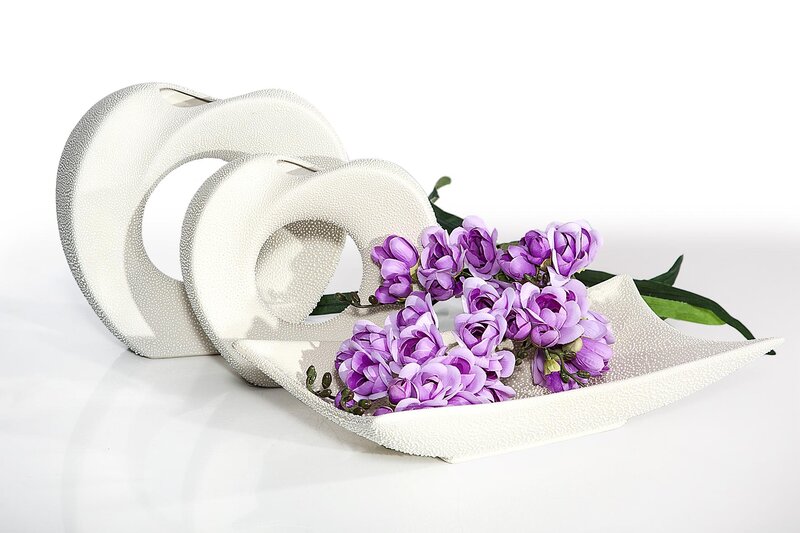Wazon ceramiczny RISO kremowy 9 x 9 x 39 cm – na suszone kwiaty